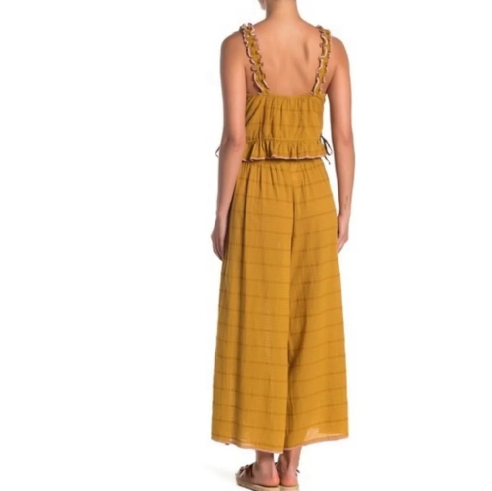 Free People Eva Set Crop Cami High Rise Wide Leg Ankle Length Pants Gold Med NWT - Picture 15 of 16